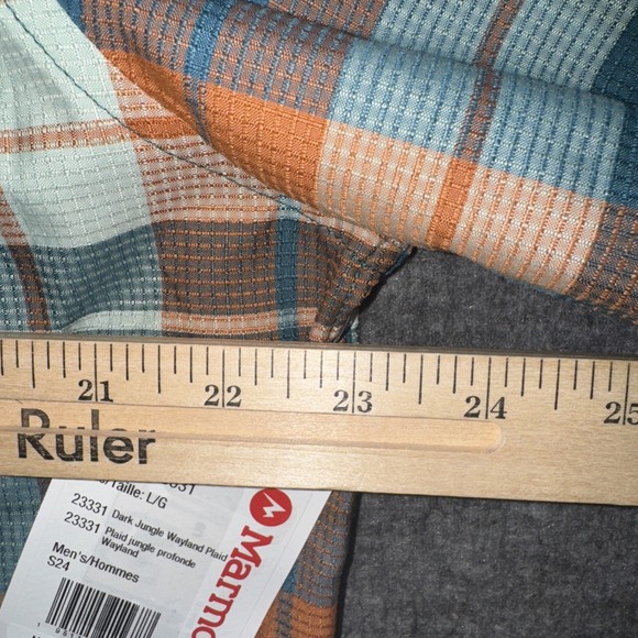 Marmot Men Aeroboro Button-Up Shirt Dark Jungle Wayland Plaid Sz L NEW $70 - Picture 7 of 9